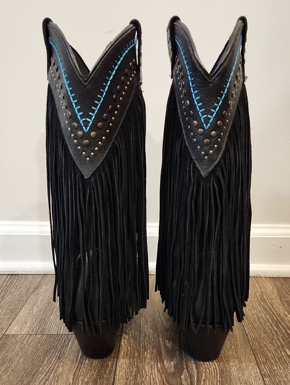 Dingo Womens Gypsy Fringe Leather Country Western Boots Black Size 10 DI 737 - Picture 6 of 12
